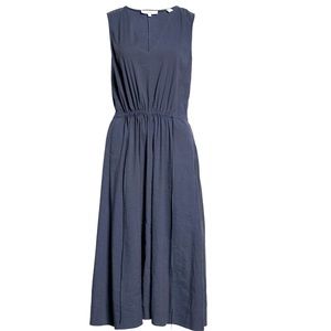 VINCE - Sleeveless Linen Blend Midi Dress, Dark Marina, Medium